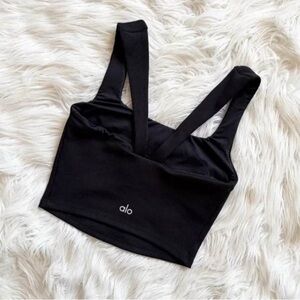ALO Yoga Black Ribbed Bralette with Scoop Neck